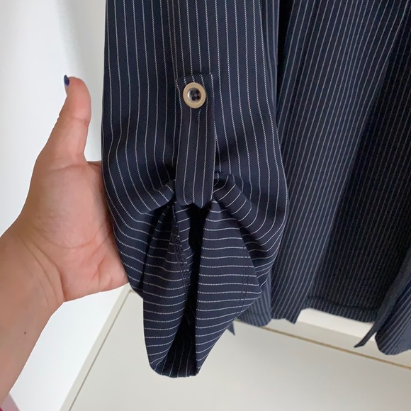 Brenda Beddome Navy Pinstripe Blazer with belt - Picture 3 of 6